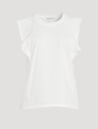 FRAME Summer Flutter-Sleeve T-Shirt Women's White