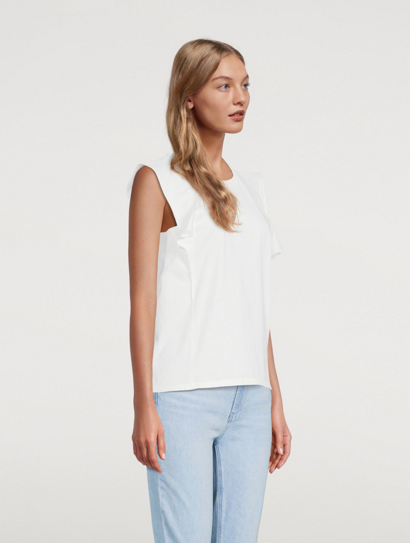 FRAME Summer Flutter-Sleeve T-Shirt Women's White