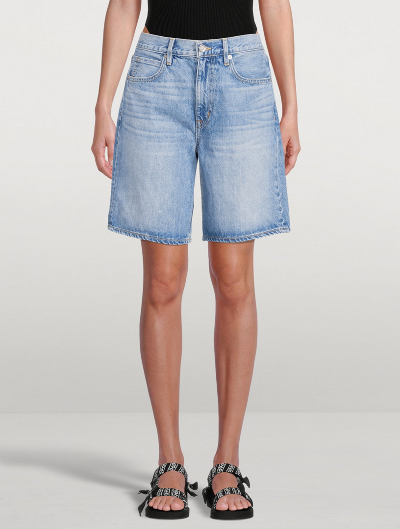 SLVRLAKE London High-Waisted Long Denim Shorts | Holt Renfrew Canada