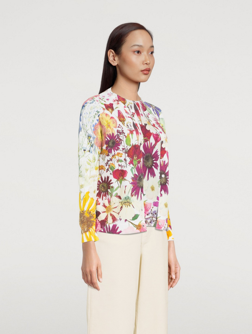 OSCAR DE LA RENTA Knit Cardigan In Floral Print | Holt Renfrew Canada