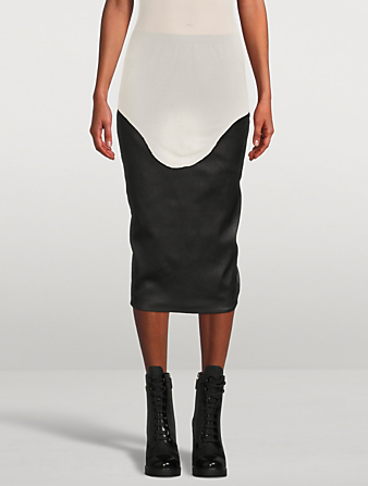 RICK OWENS Pillar Leather-Blend Midi Skirt Women's Black