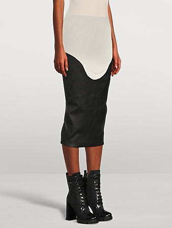 RICK OWENS Pillar Leather-Blend Midi Skirt Women's Black