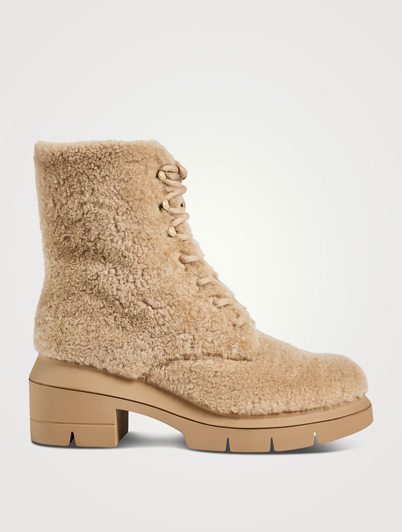 STUART WEITZMAN Nisha Shearling Combat Boots | Holt Renfrew Canada