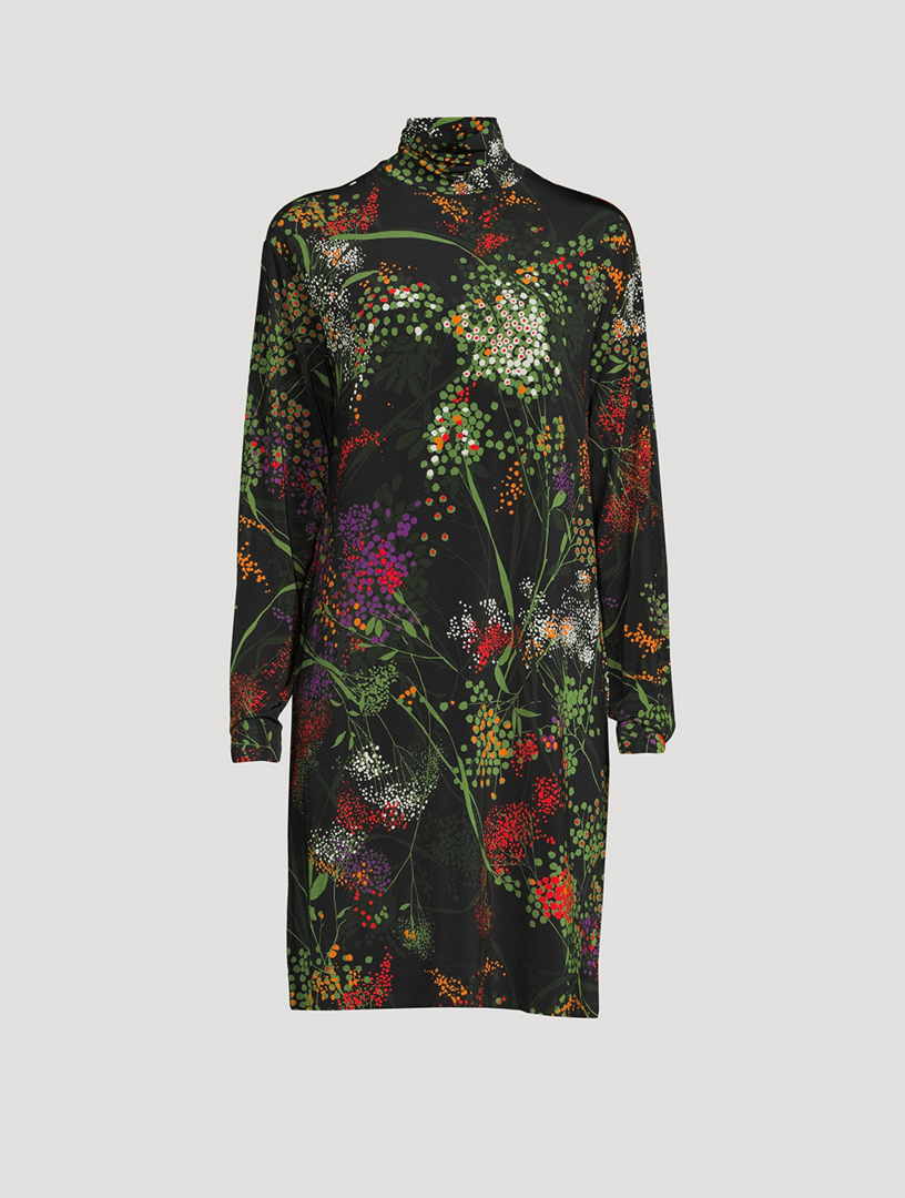 DRIES VAN NOTEN Hoble Turtleneck Dress In Floral Print Women's Black