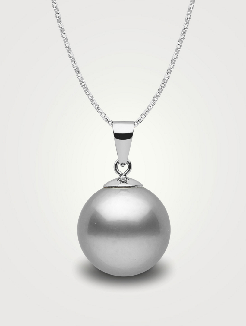 YOKO LONDON Classic 18K White Gold 9-10mm Silver Tahitian Pearl Pendant Necklace Women's Metallic