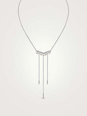 YOKO LONDON Trend 18K White Gold Necklace With Pearls And Diamonds Women's Metallic
