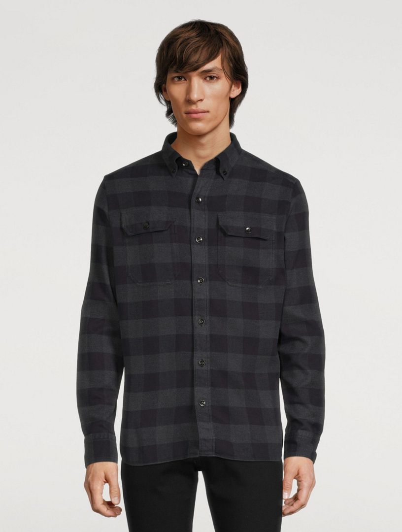 TOM FORD Cotton Slim-Fit Shirt In Check Print | Holt Renfrew Canada