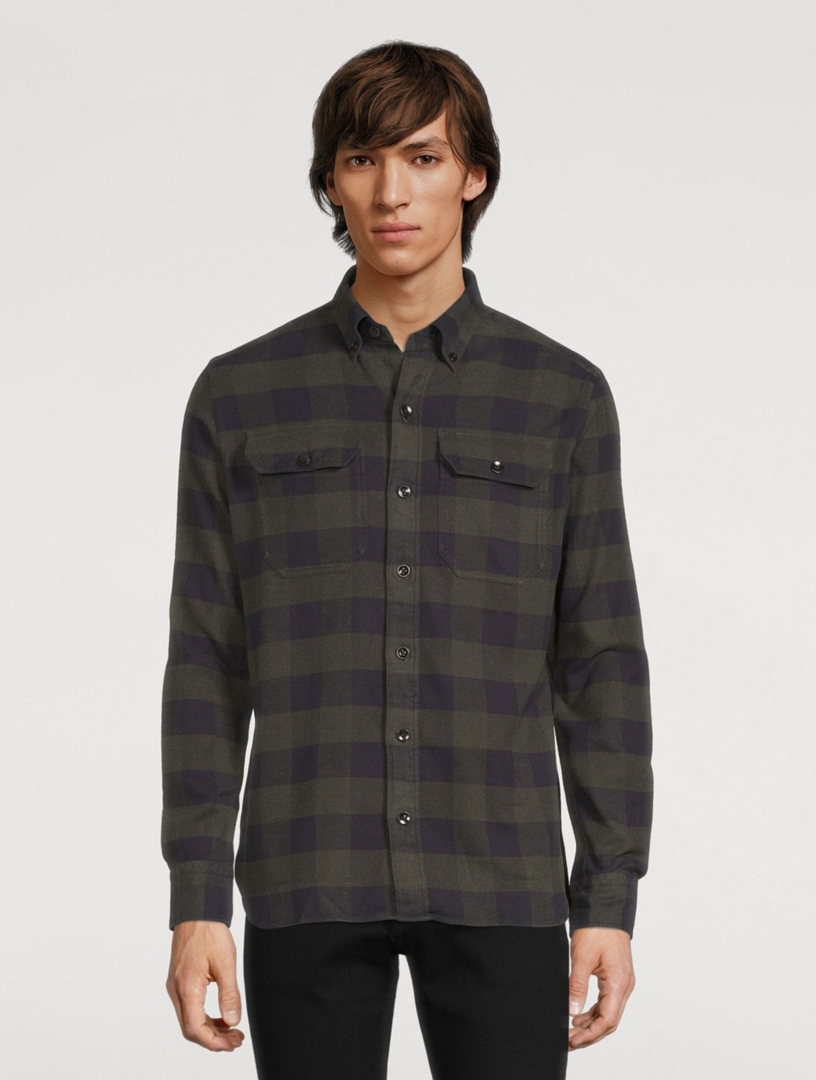 TOM FORD Cotton Slim-Fit Shirt In Check Print | Holt Renfrew Canada