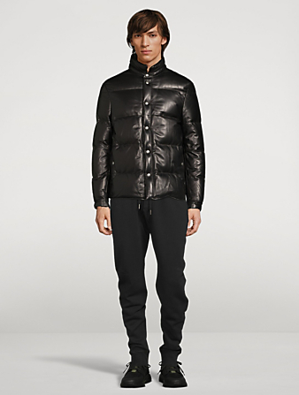 TOM FORD Leather Down Quilted Jacket Mens Black
