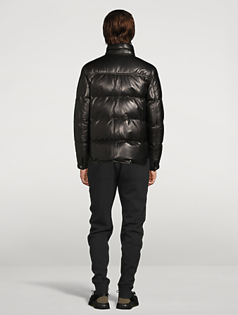 TOM FORD Leather Down Quilted Jacket Mens Black