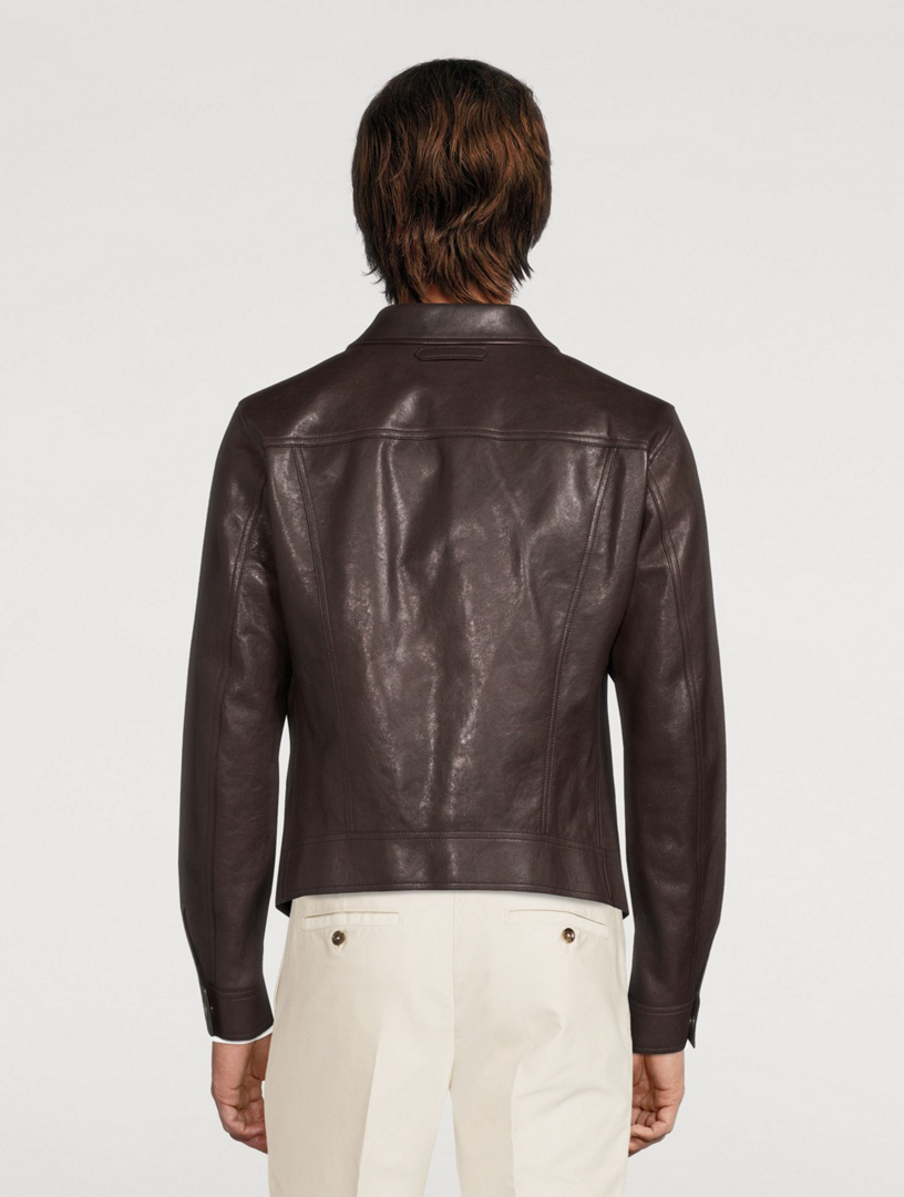 TOM FORD Worked Leather Western Blouson Jacket | Holt Renfrew Canada