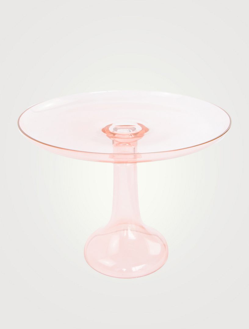 ESTELLE COLORED GLASS Coloured Glass Cake Stand Home Pink