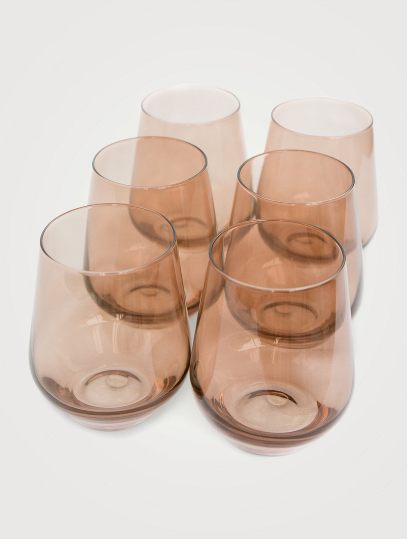 ESTELLE COLORED GLASS Coloured Glass Stemless Wine Glasses Set Of 6