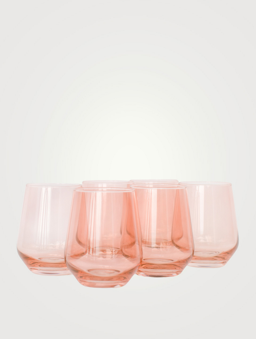 ESTELLE COLORED GLASS Coloured Glass Stemless Wine Glasses Set Of 6