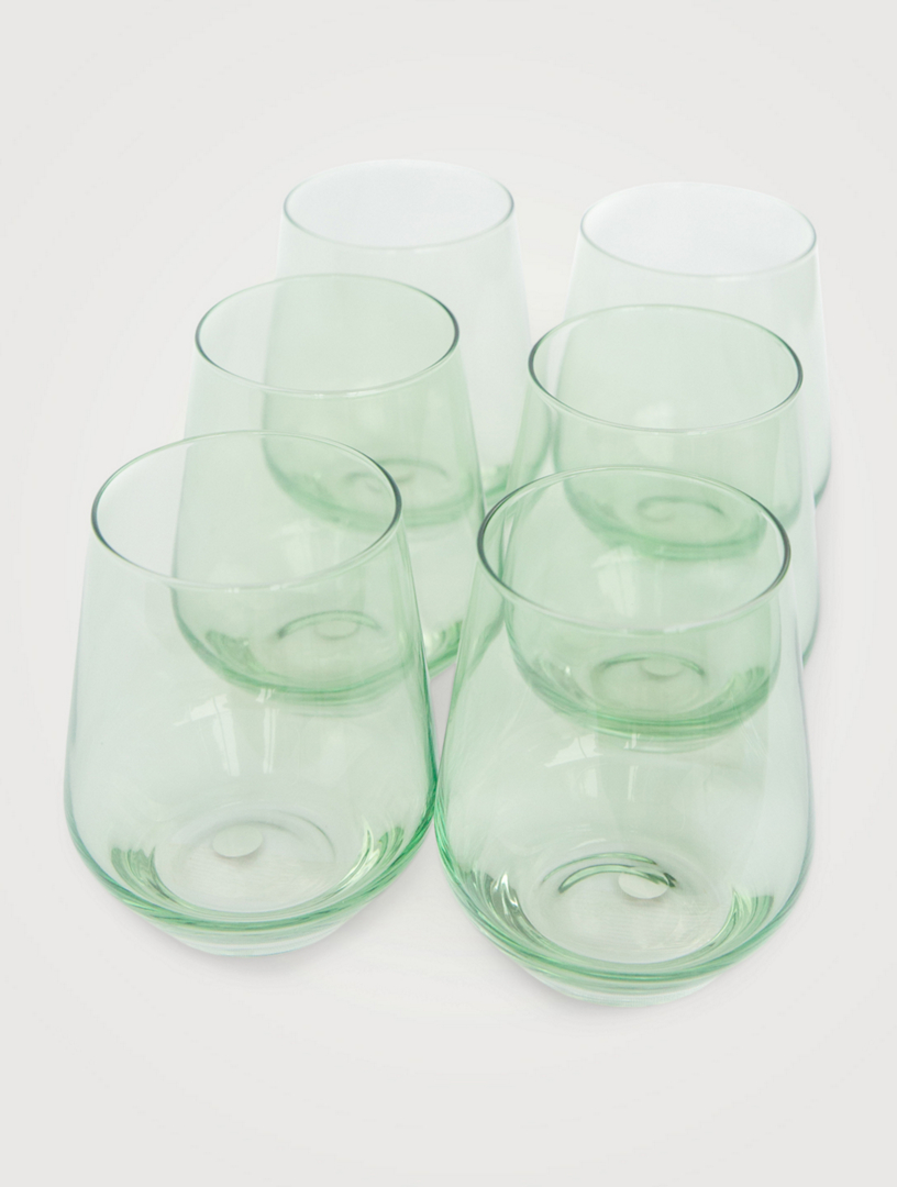 ESTELLE COLORED GLASS Coloured Glass Stemless Wine Glasses Set Of 6