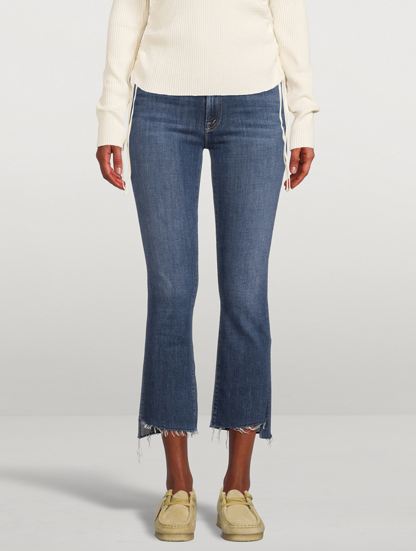 MOTHER The Insider Cropped Jeans With Step Fray Women's Blue