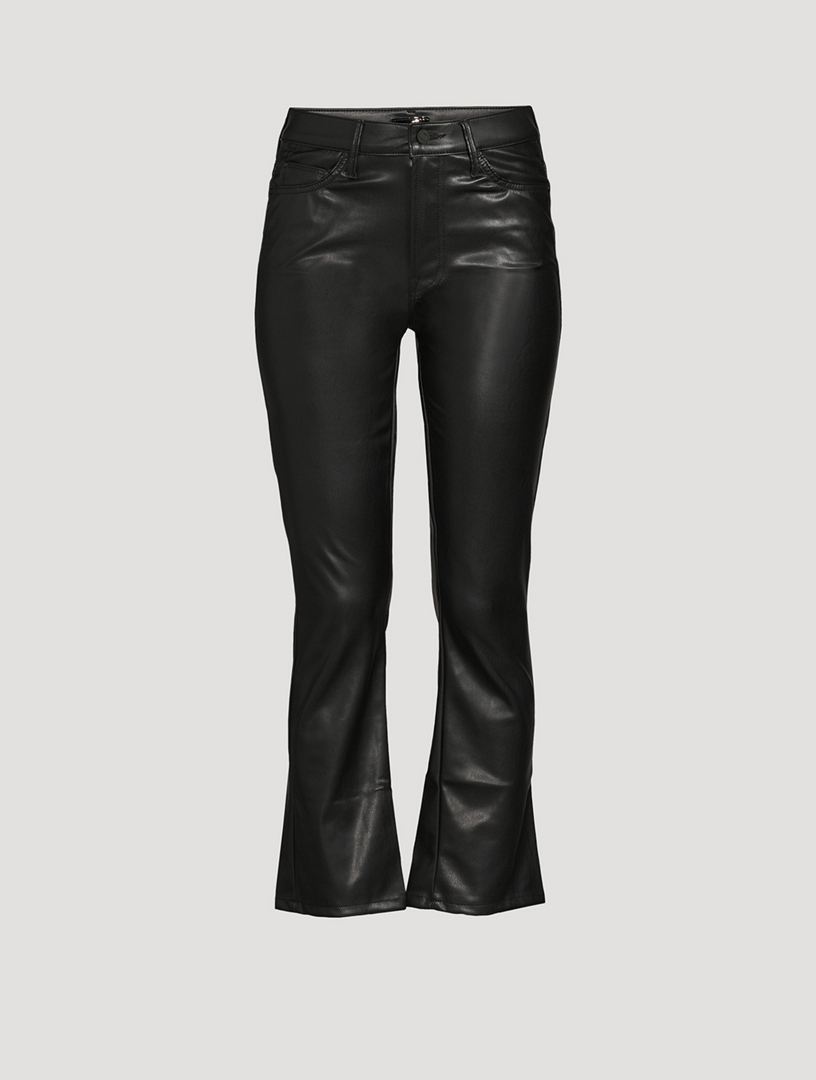 black leather bootcut pants