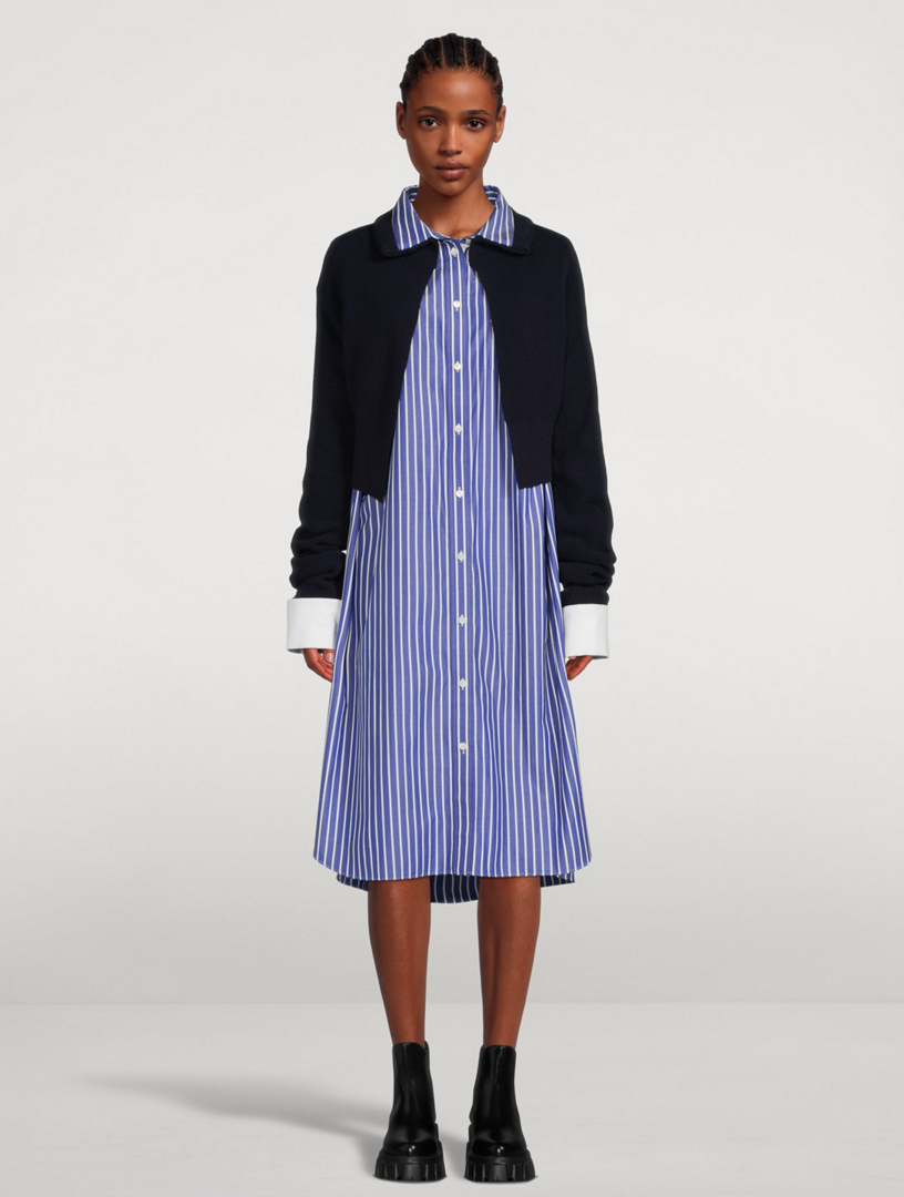 SACAI Cotton Poplin Wool Knit Midi Dress | Holt Renfrew Canada