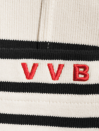 VICTORIA VICTORIA BECKHAM Ribbed Mini T-Shirt Dress In Striped Print Women's White