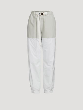 SACAI Pantalon d’entraînement en mélange de coton, avec ceinture Femmes Blanc
