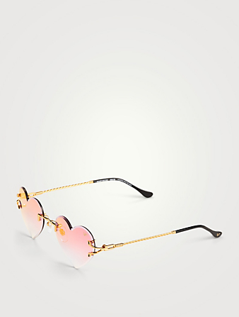 VINTAGE FRAMES COMPANY VF Heart Decor 24K Gold Heart Sunglasses Women's Metallic
