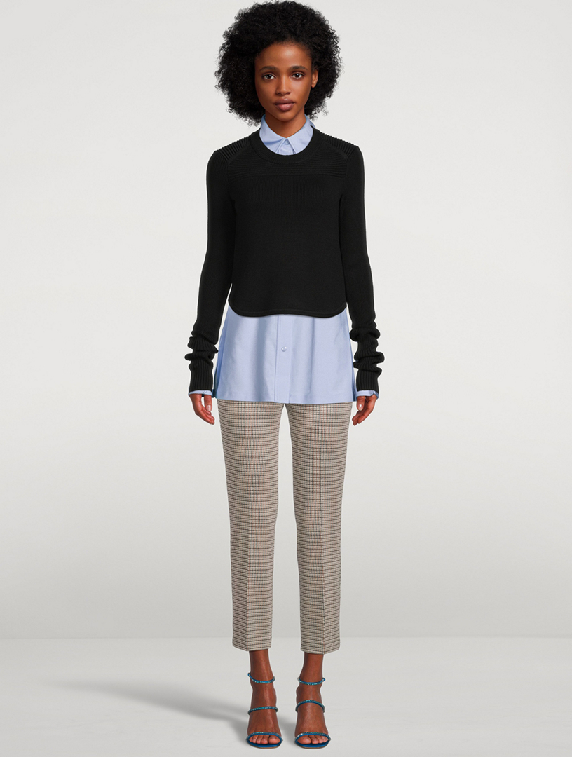 THEORY Eco Knit Cropped Trousers In Houndstooth Print | Holt Renfrew Canada