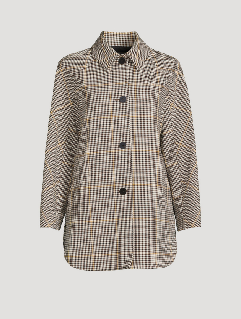 THEORY Wool Car Coat In Plaid Print Holt Renfrew Canada