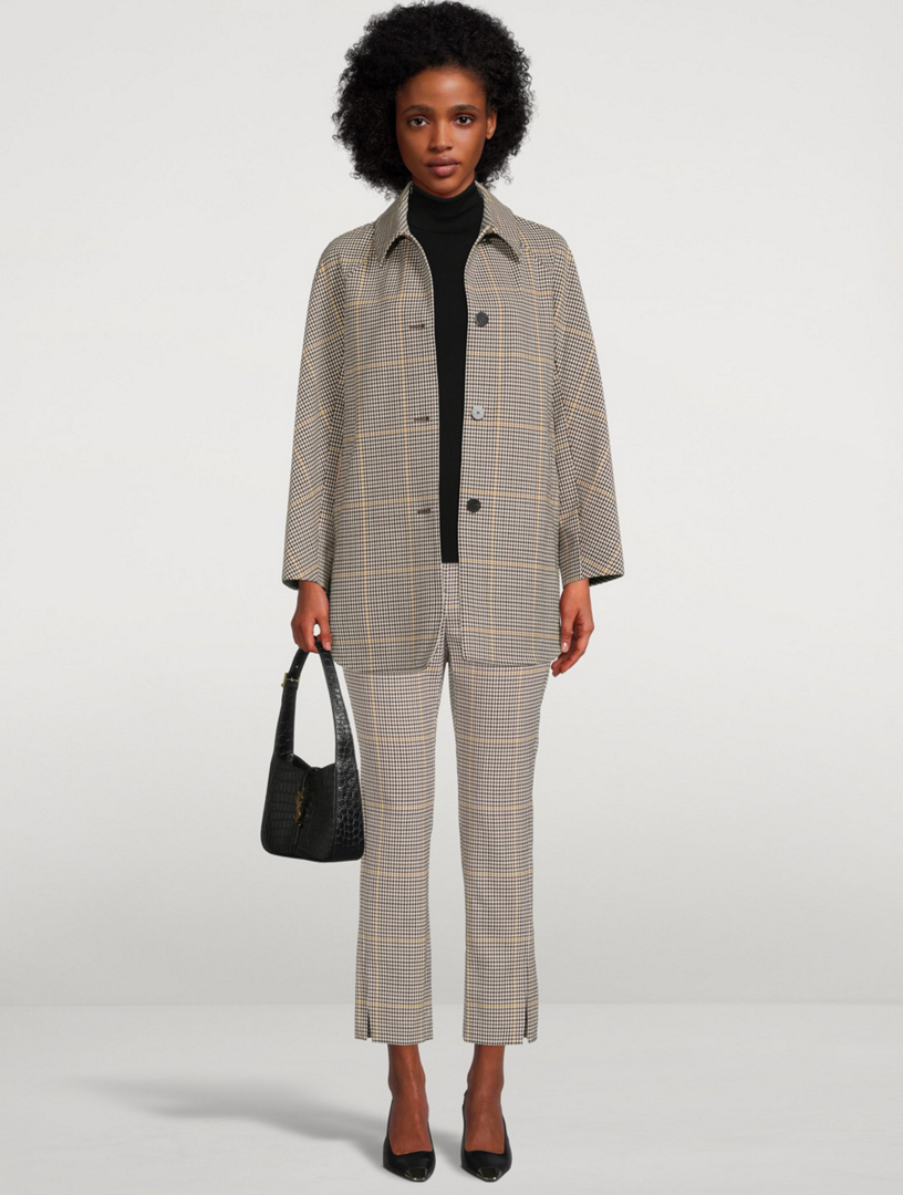 THEORY Wool Car Coat In Plaid Print Holt Renfrew Canada