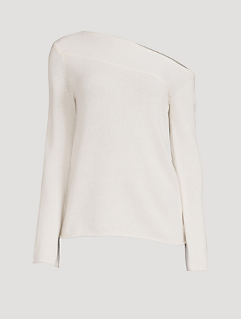 THEORY Cashmere Asymmetrical Sweater Women's White