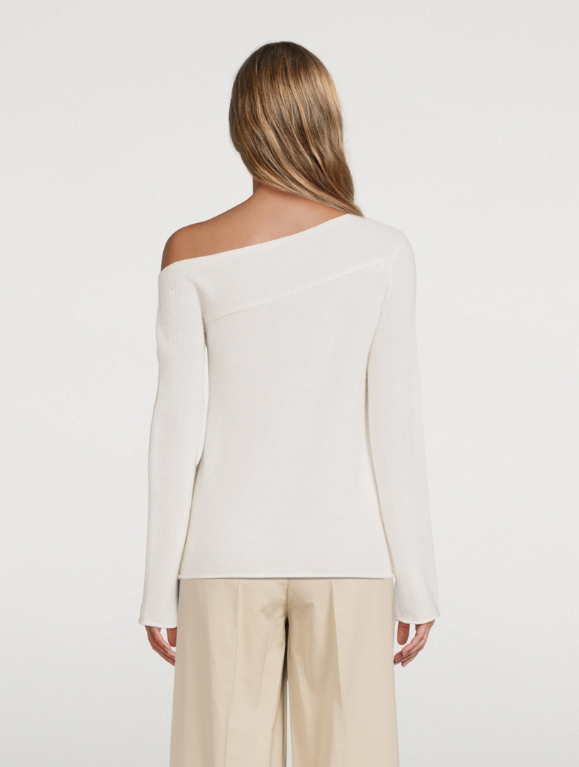 THEORY Cashmere Asymmetrical Sweater Women's White