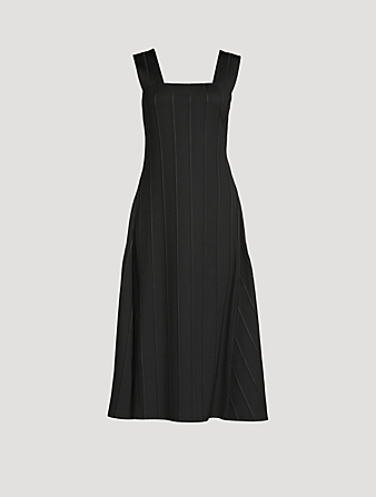 THEORY Ribbed Stretch Knit Paneled Midi Dress Women's Black