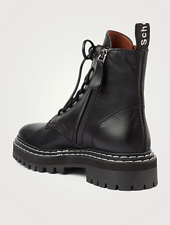 PROENZA SCHOULER Leather Lug Sole Combat Boots Women's Black