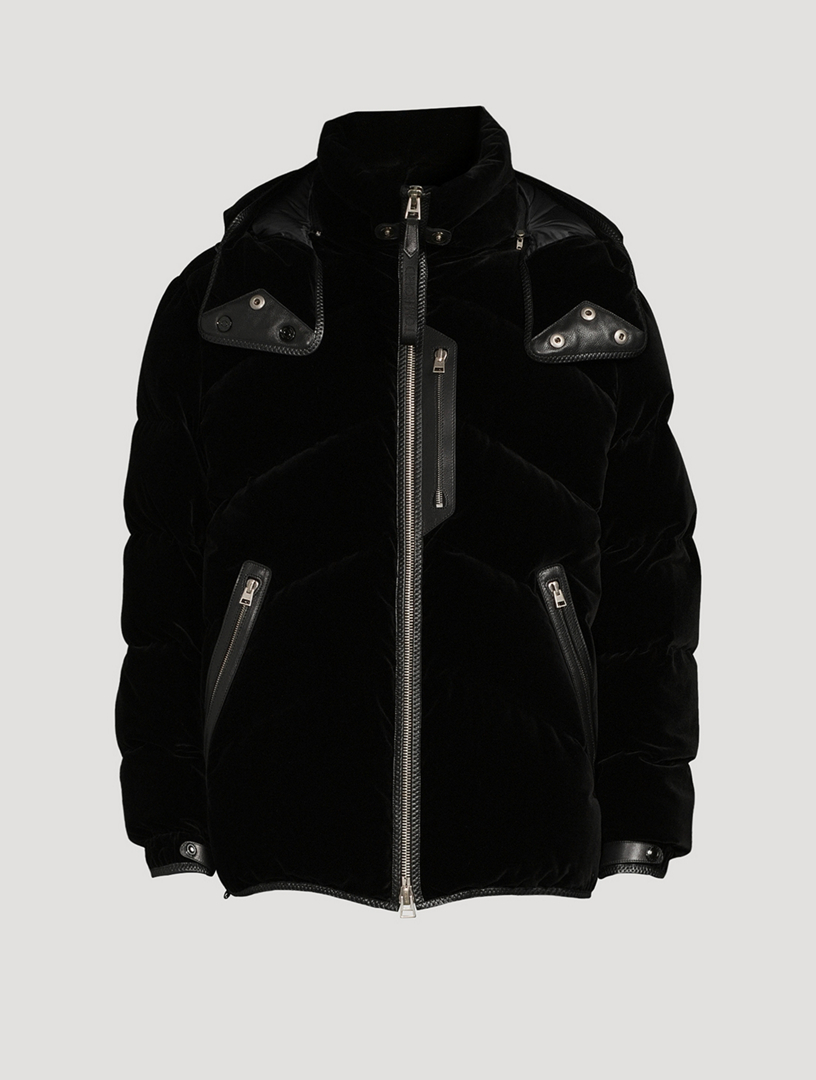 TOM FORD Velvet Down Puffer Jacket With Leather Detail | Holt Renfrew Canada