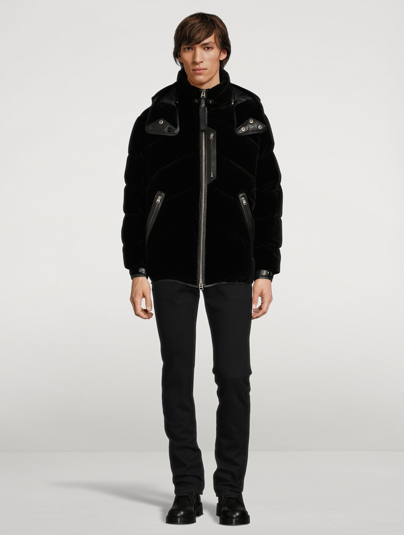 TOM FORD Velvet Down Puffer Jacket With Leather Detail | Holt