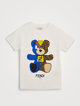FENDI Tee-shirt à ourson logo en patchwork Enfants Blanc