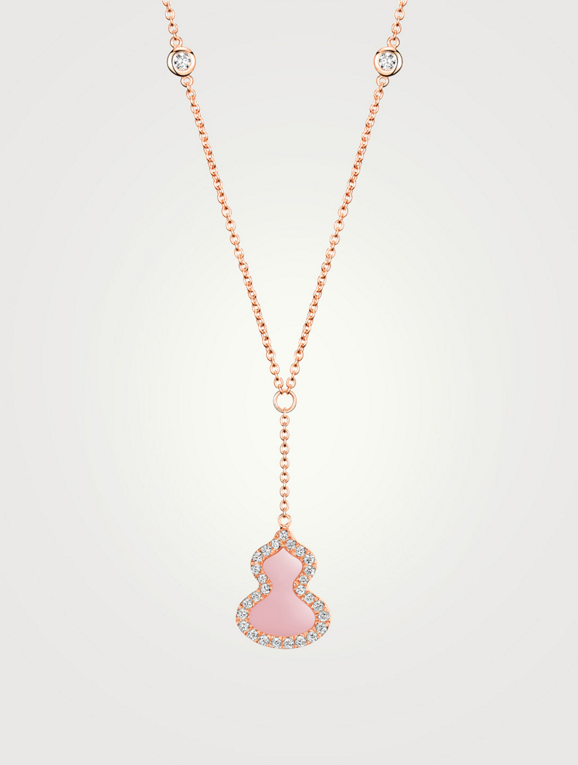 QEELIN Collier Petite Wulu en or rose 18 ct avec opale rose et diamants Femmes Rose