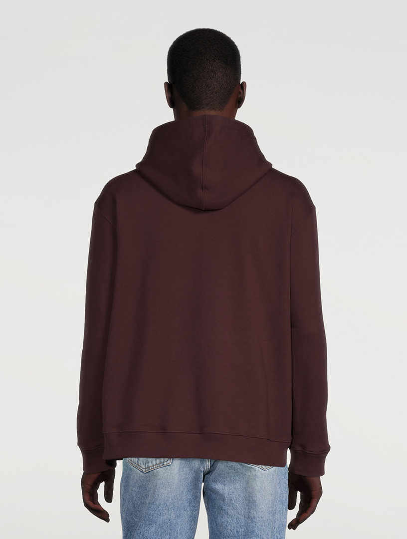 VALENTINO Cotton Logo Hoodie With Lace Embroidery Men's Red