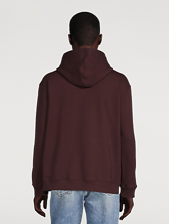 VALENTINO Cotton Logo Hoodie With Lace Embroidery Mens Red
