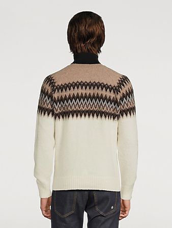 GRAN SASSO Wool-Blend Nordic Crewneck Sweater Mens Multi