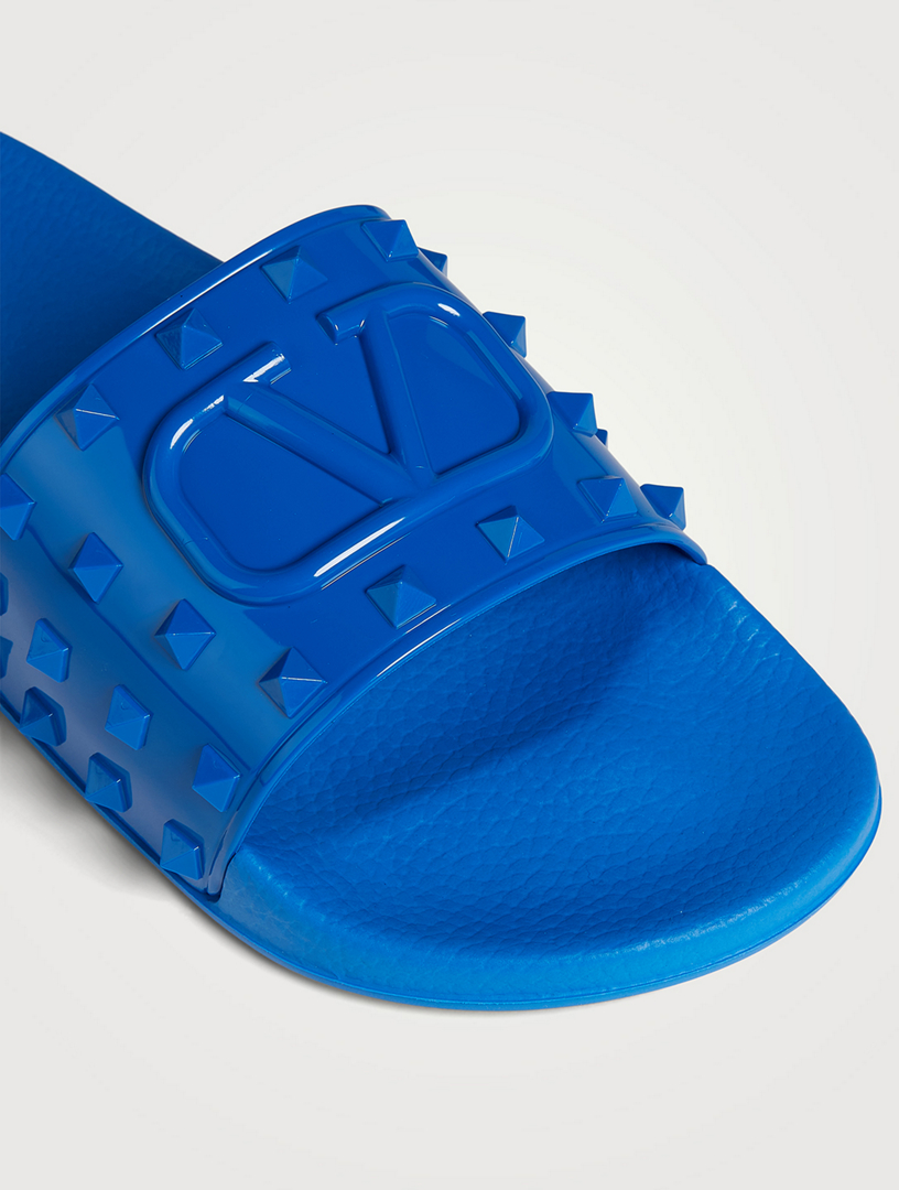 VALENTINO GARAVANI VLOGO Rubber Slide Sandals Mens Blue