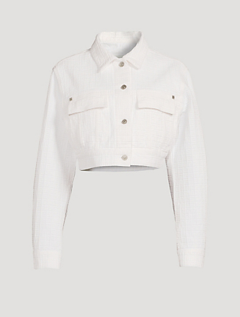 GIVENCHY 4G Cropped Denim Jacket Women's White