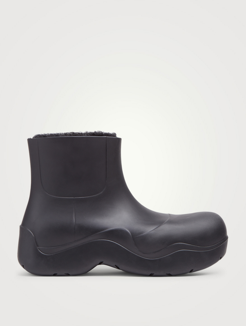 BOTTEGA VENETA Puddle Shearling-Lined Rubber Ankle Boots Women's Black