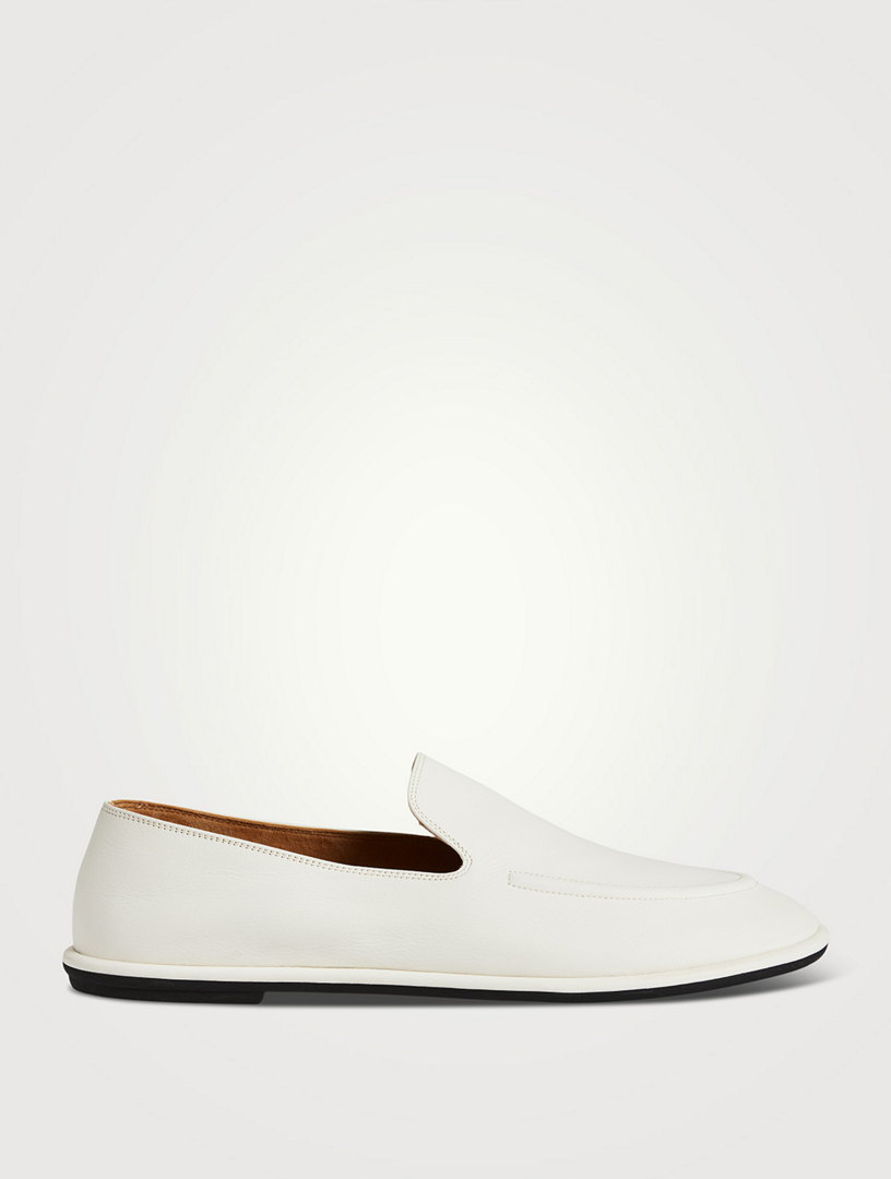 THE ROW Canal Leather Loafers Women's White