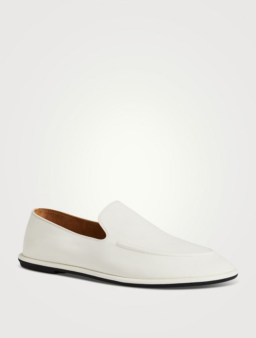 THE ROW Canal Leather Loafers Women's White