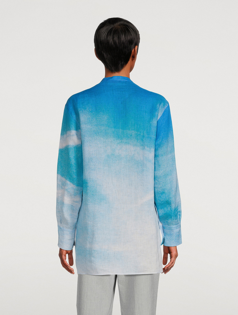 AKRIS Linen Tunic In St.Gallen Sky Print Women's Blue