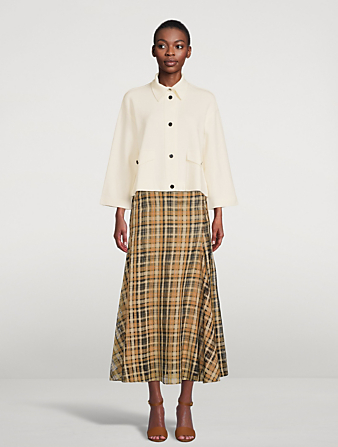 AKRIS Silk Organza Midi Skirt In Check Print Women's Multi