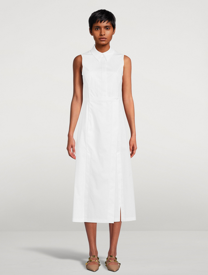 AKRIS Sleeveless Poplin Shirt Dress Women's White