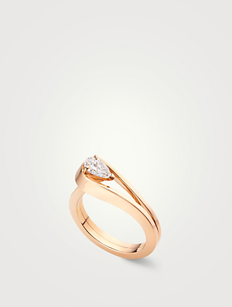 Serti Inverse 18K Rose Gold Ring With Diamond