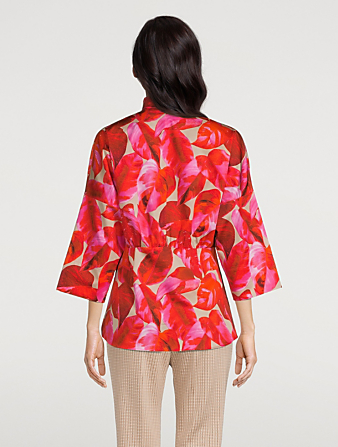 AKRIS PUNTO Cotton Shirt In Tropical Print Women's Pink