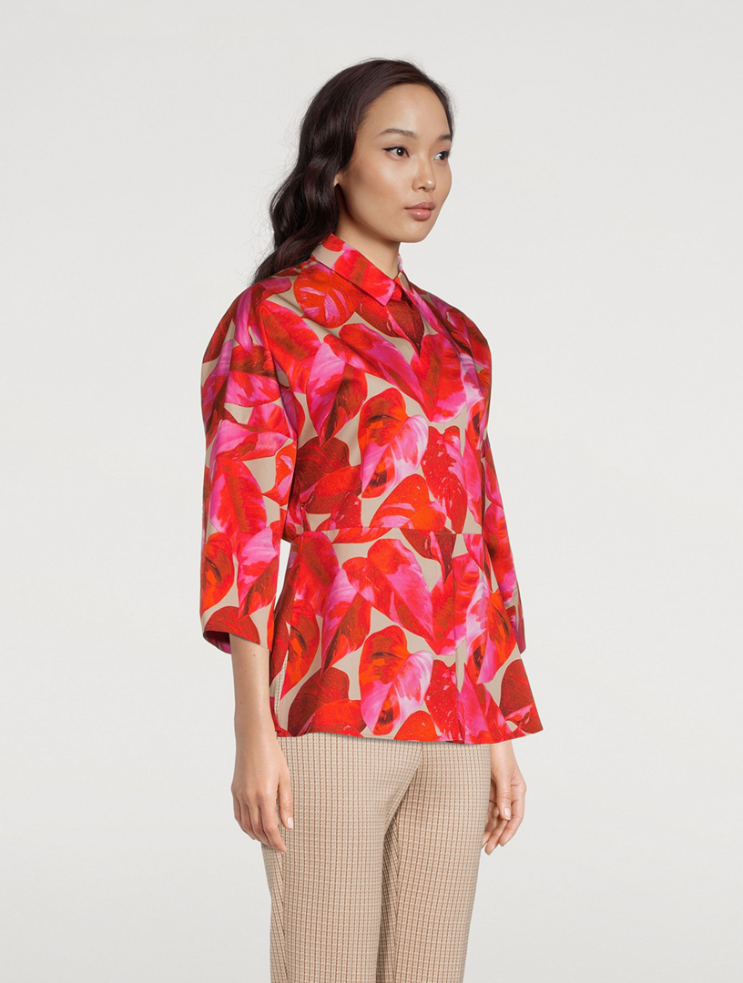 AKRIS PUNTO Cotton Shirt In Tropical Print Women's Pink